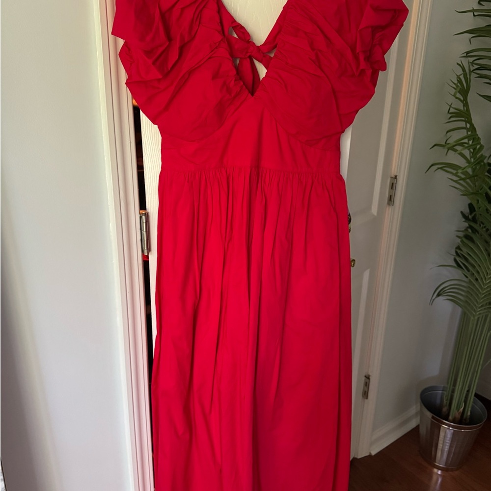 J.Crew Elegant Red Ruffle Dress
